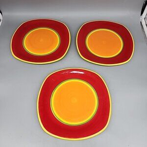 3 x Dansk Caribe Aruba Orange Salad Plate  Orange, Lime Green Yellow